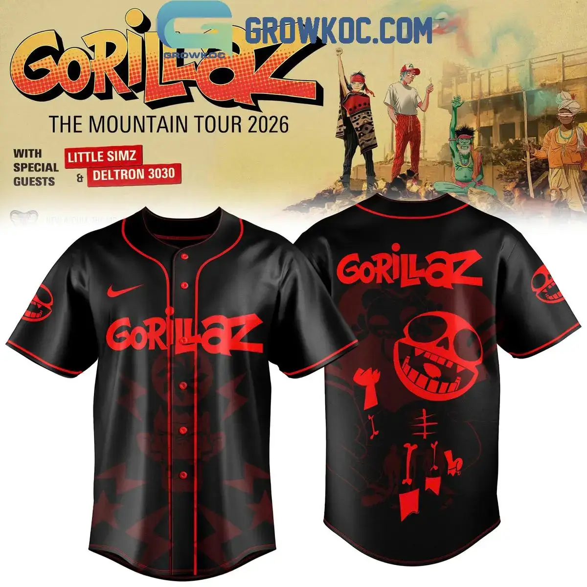 Gorillaz The Mountain Tour North America 2026 Jersey Image