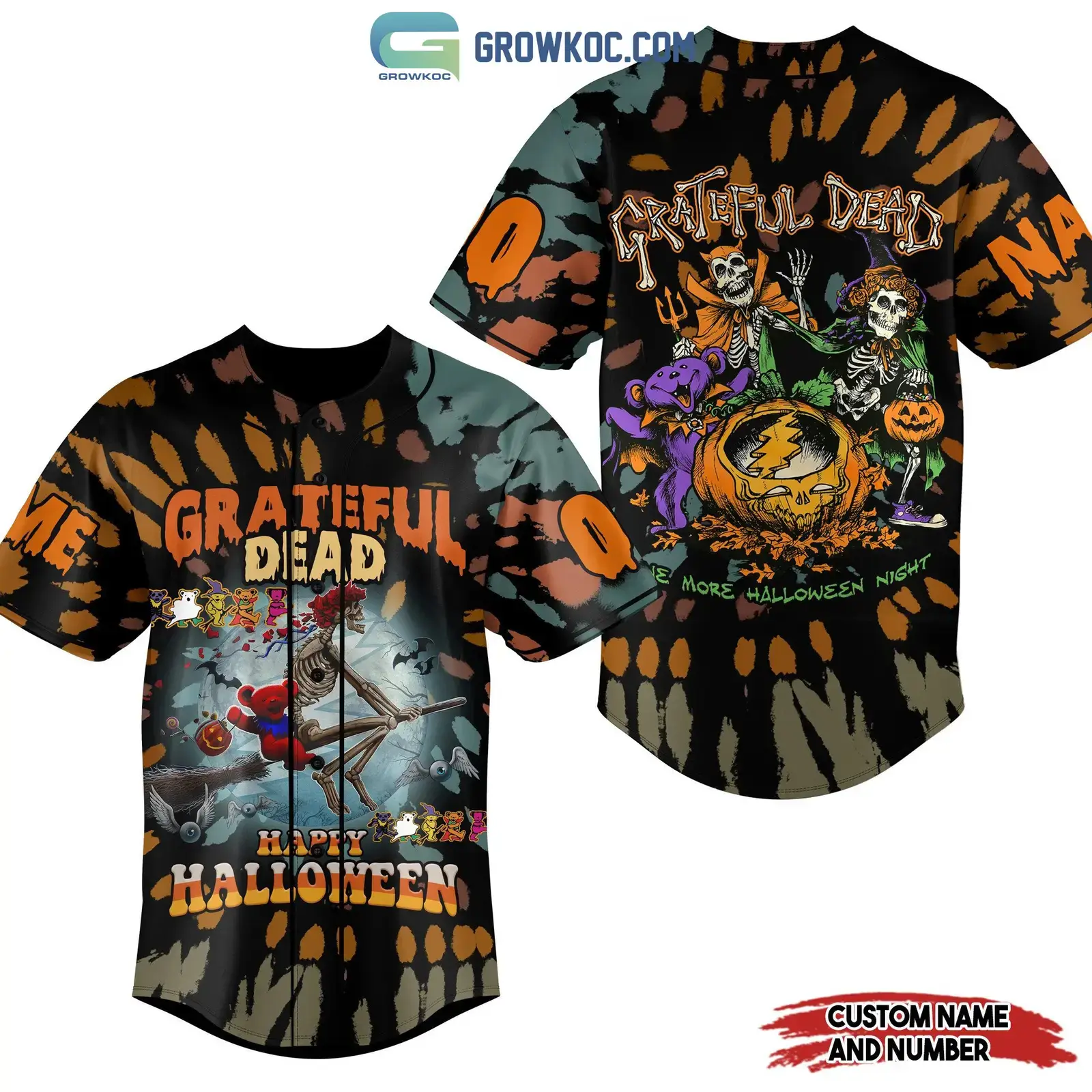 Grateful Dead Happy Halloween One More Night Personalized Baseball Jersey Image