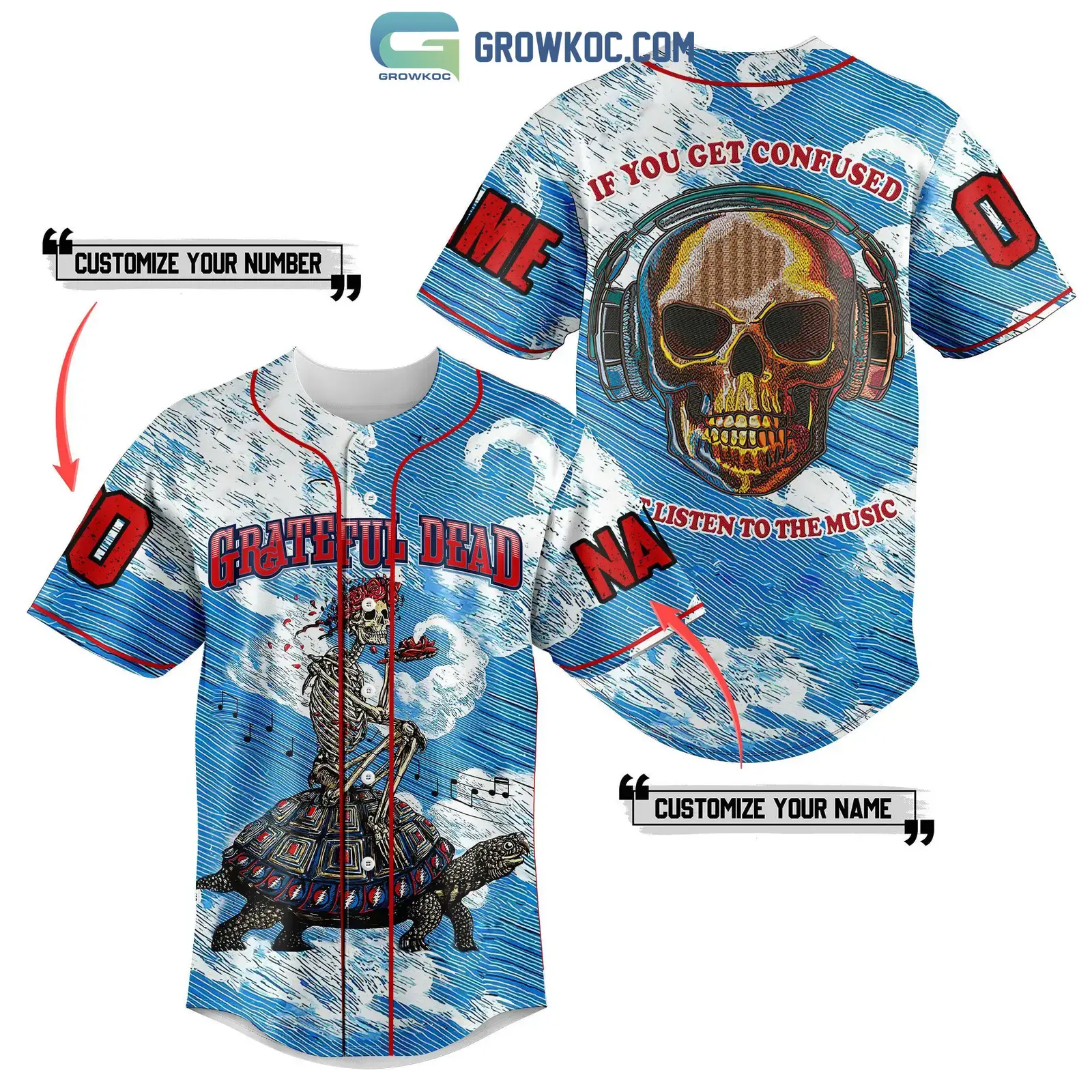 Grateful Dead If You Get Confused Just Listen To The Music Personalized Baseball Jersey Image