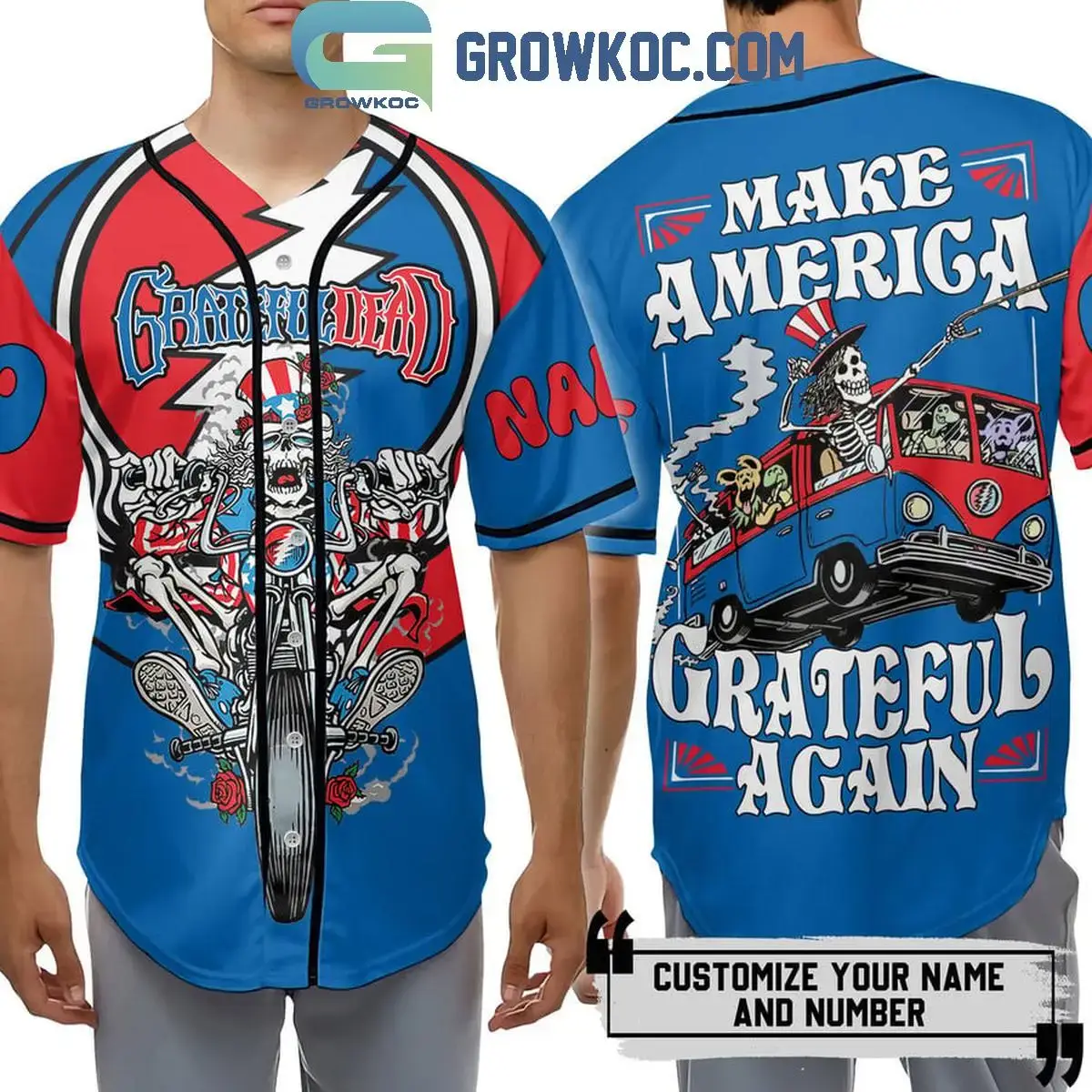 Grateful Dead Make America Grateful Again Personalized Baseball Jersey Image