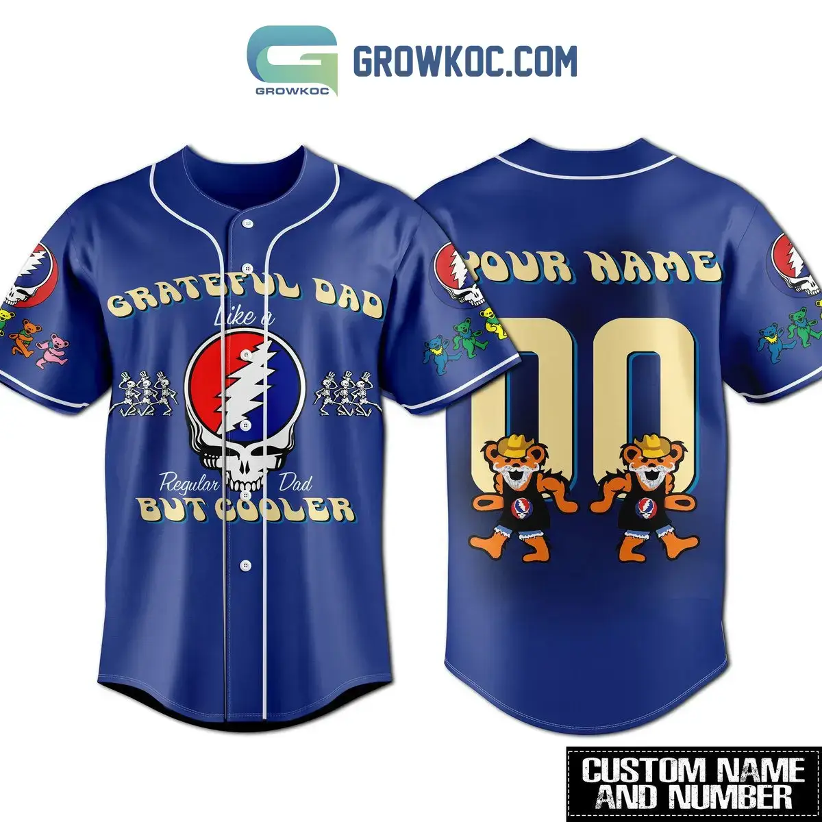 Grateful Dead Regular Dad But Cooler Personalized Baseball Jersey Image