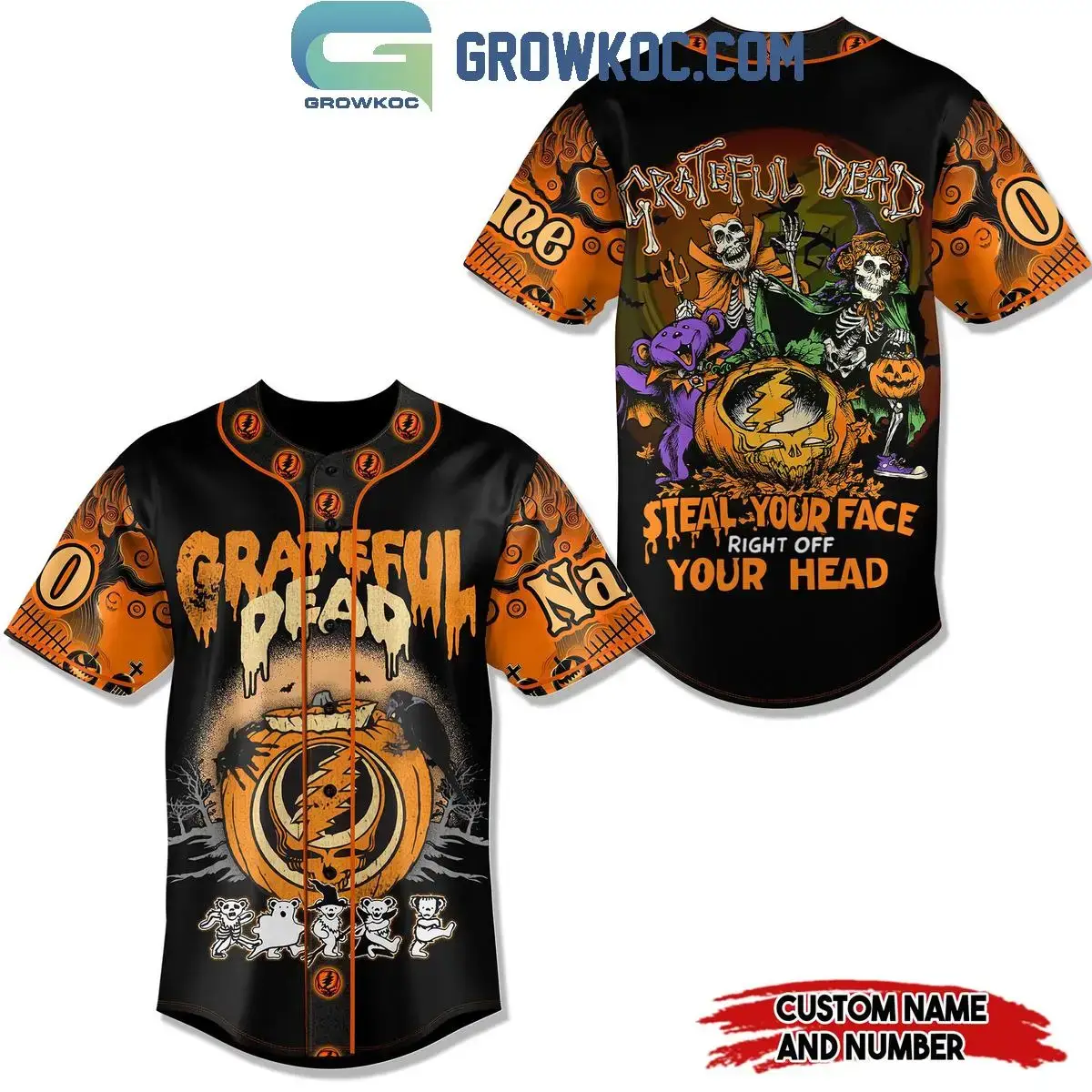 Grateful Dead Steal Your Face Right Off Your Head Personalized Baseball Jersey Image