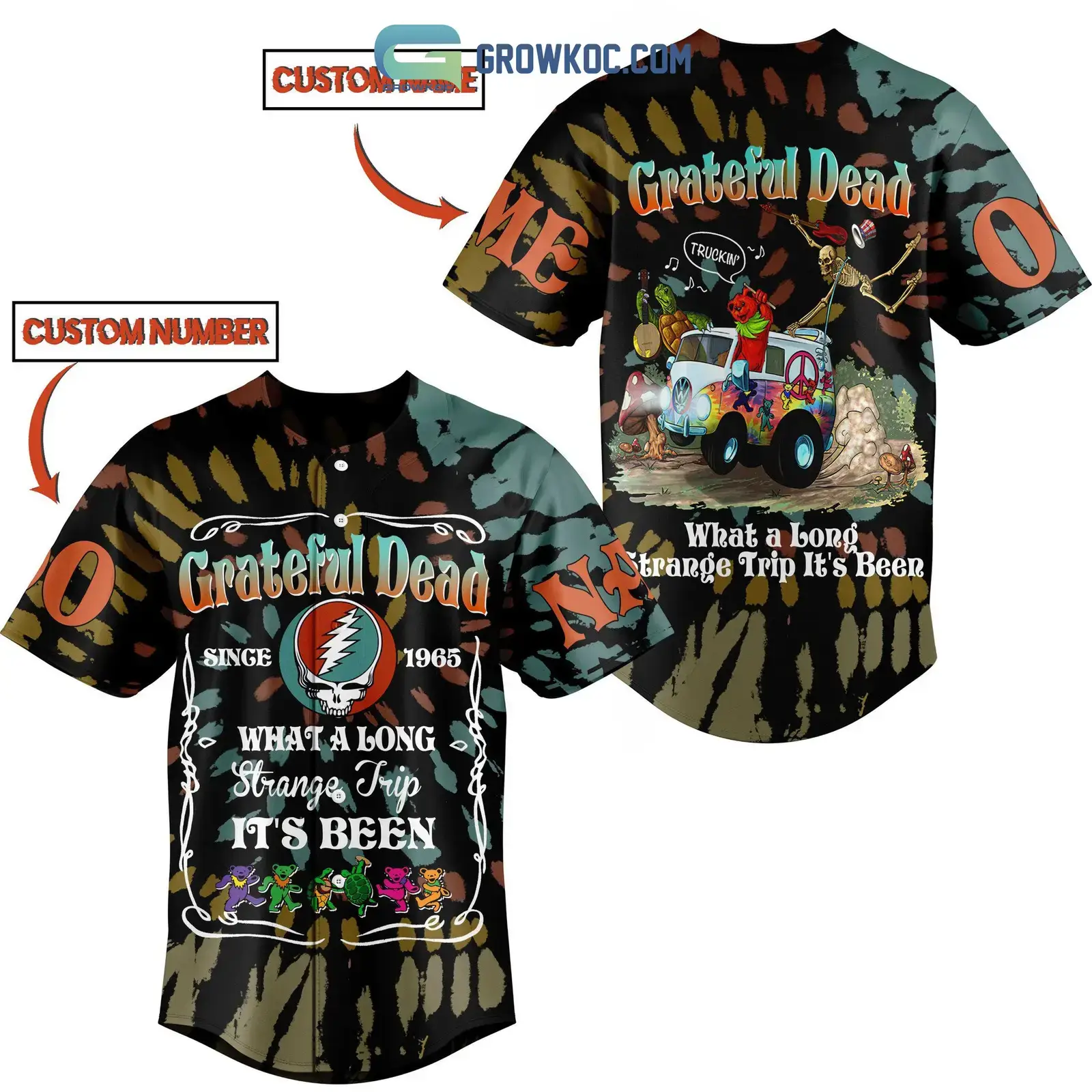 Grateful Dead What A Long Strange Trip It's Been Personalized Baseball Jersey Image