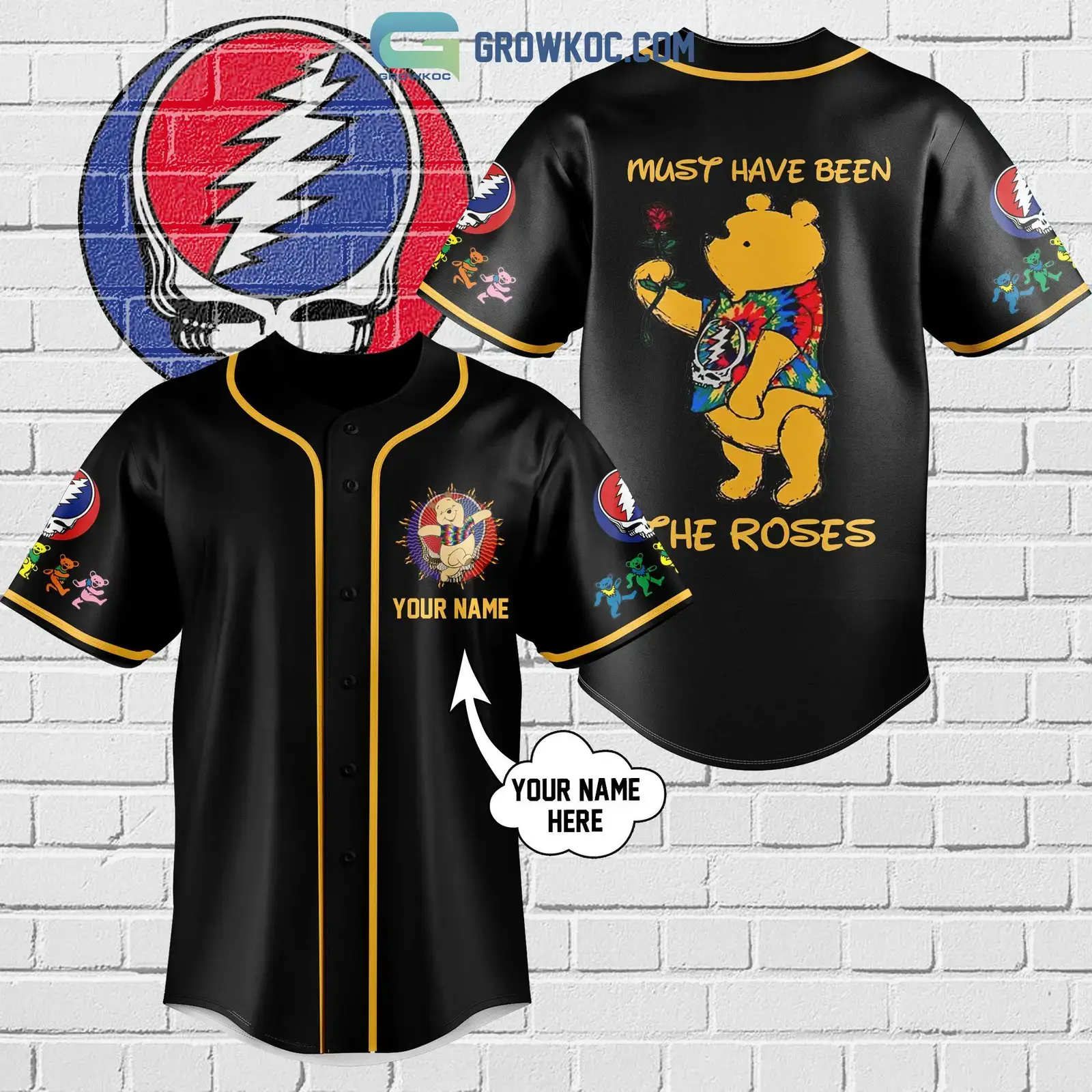 Grateful Dead Winnie-the-Pooh Must Have Been The Roses Personalized Baseball Jersey Image
