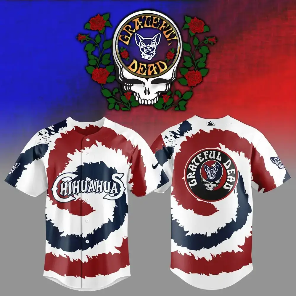 Grateful Dead X Chihuahuas Tie-Dye Baseball Jersey – Unisex Retro Style Image