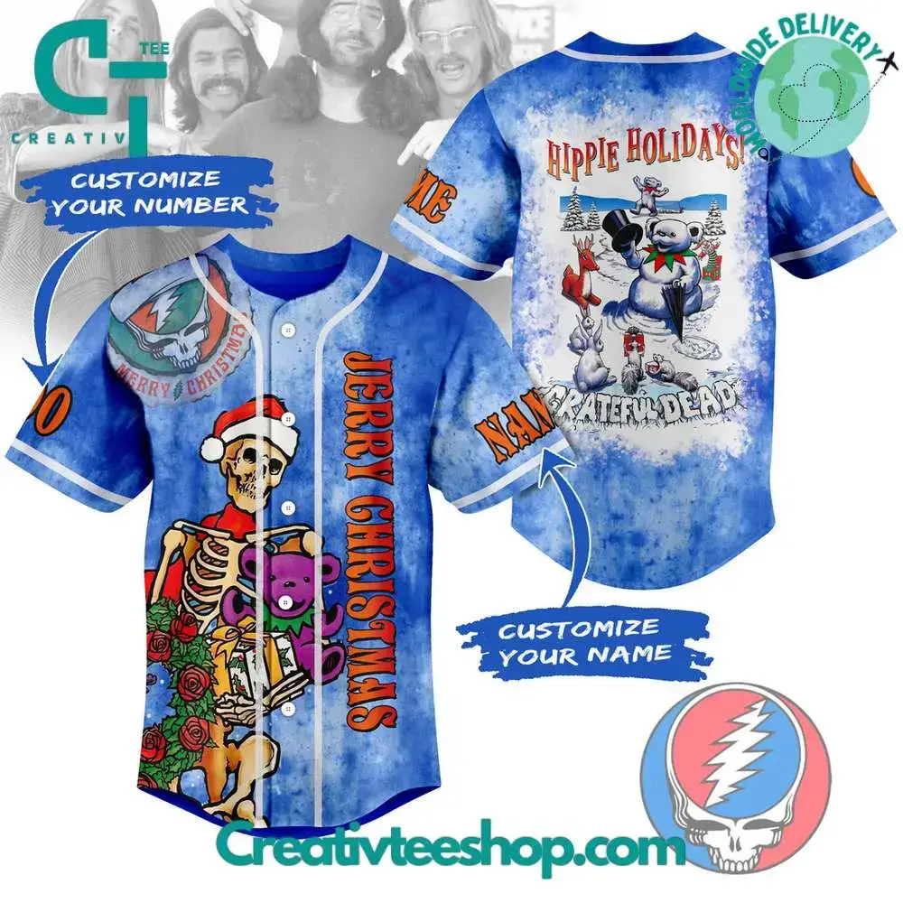 Greatful Dead Hippie Holidays Custom Name Baseball Jersey Image