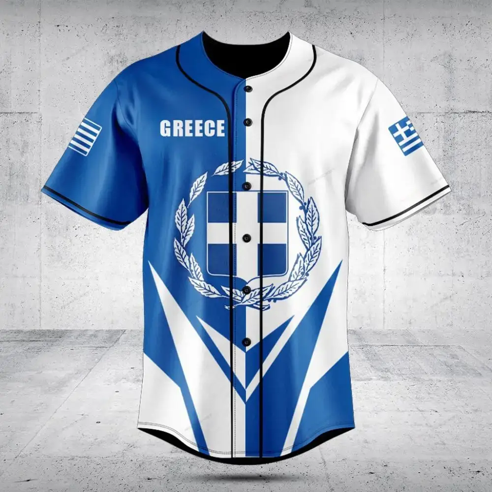 Greek Heritage Baseball Jersey – Stylish Blue & White Flag Design Image