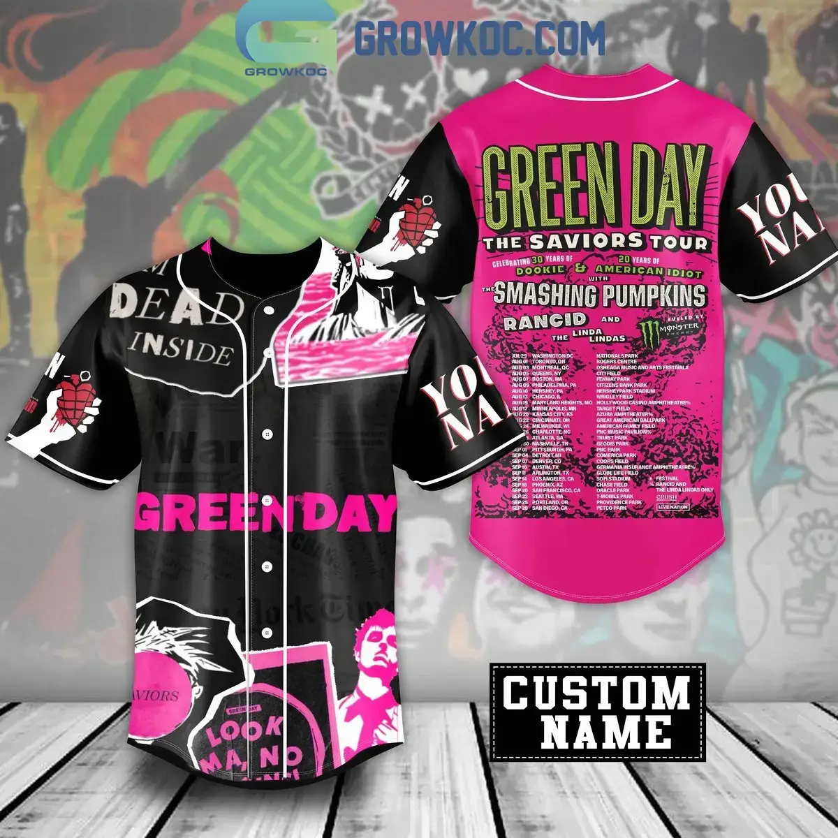 Green Day The Saviour Tour 2024 Personalized Baseball Jersey Image