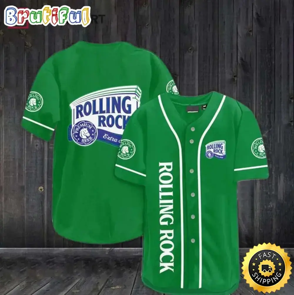 Green Rolling Rock Beer Baseball Jersey Image