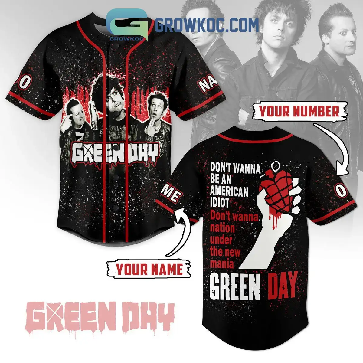 Greenday Don't Wanna Be An American Idiot Personalized Baseball Jersey Image