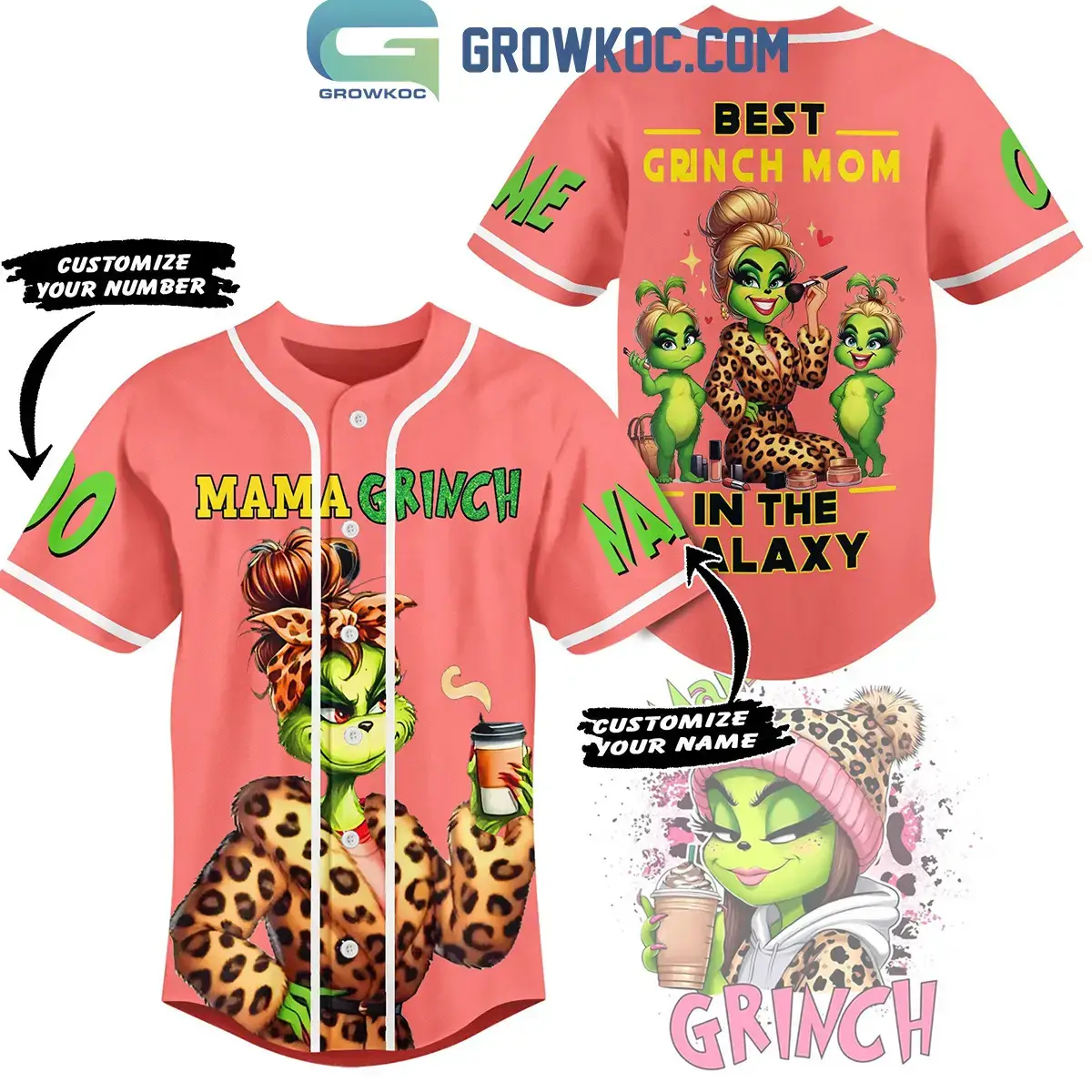 Grinch Mama Grinch Best Grinch Mom In The Galaxy Personalized Baseball Jersey Image