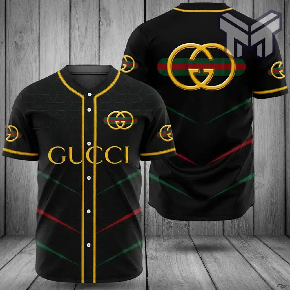 Gucci Black Baseball Jersey Shirt Luxury Clothing Clothes Sport For Men Women Hot Image