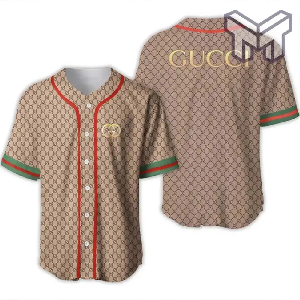 Gucci Brown Baseball Jersey Shirt Luxury Clothing Clothes Sport For Men Women Hot Type01 Image