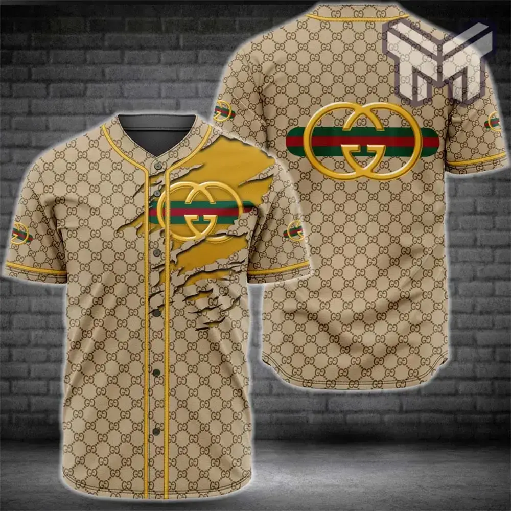 Gucci Brown Baseball Jersey Shirt Luxury Clothing Clothes Sport For Men Women Hot Type02 Image