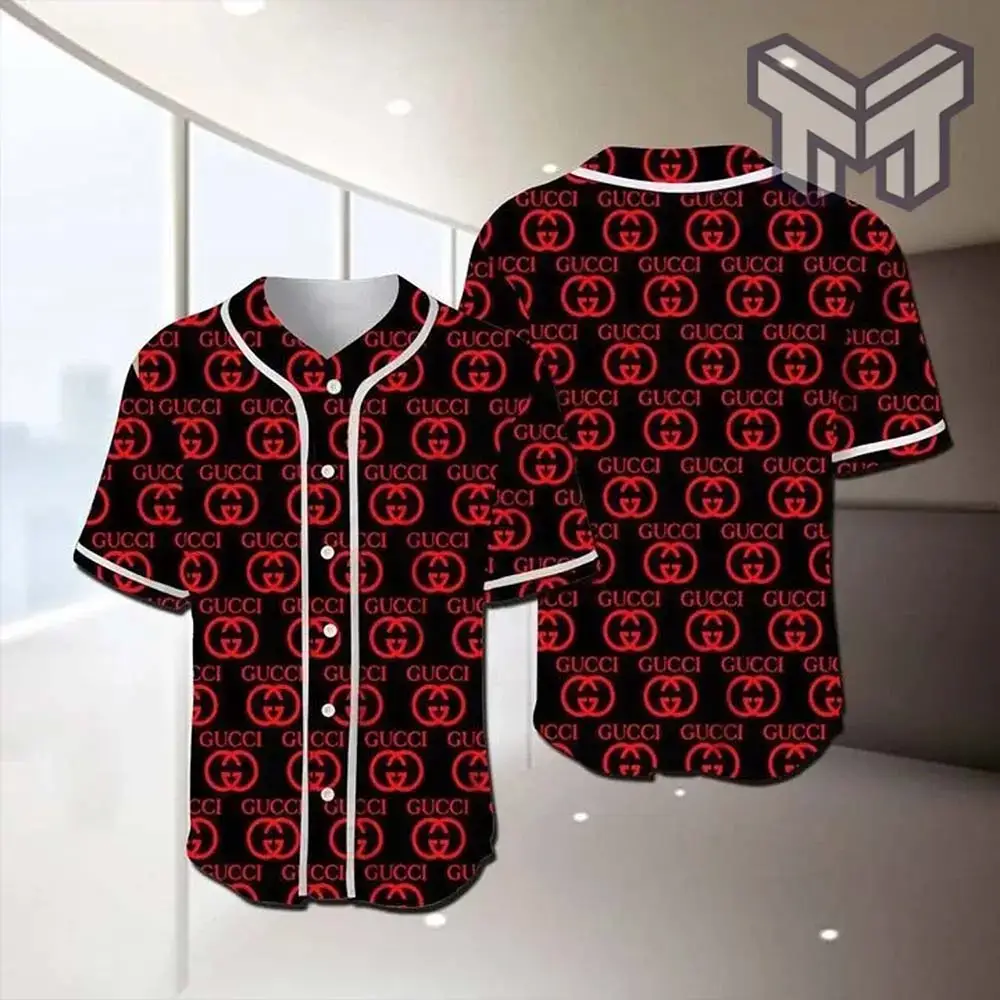 Gucci Red Baseball Jersey Shirt Luxury Lv Clothing Clothes Sport For Men Women Hot Image