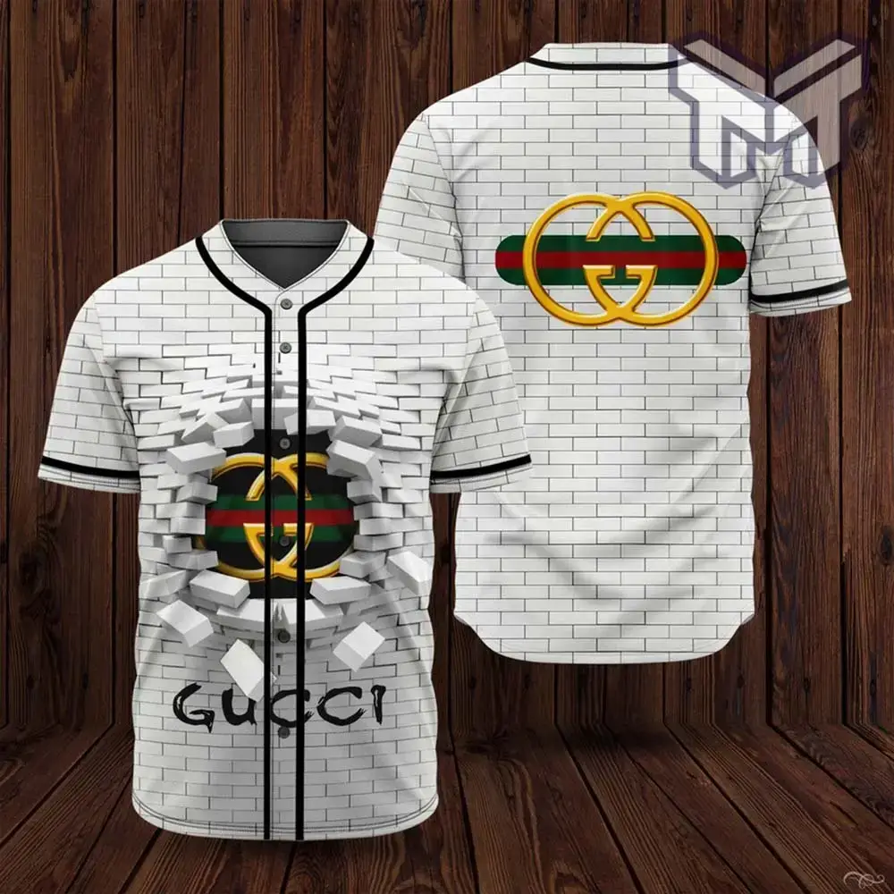 Gucci White Baseball Jersey Shirt Luxury Clothing Clothes Sport For Men Women Hot Image