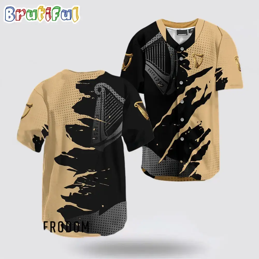Guinness Beer Metal Crack Pattern Baseball Jersey Image