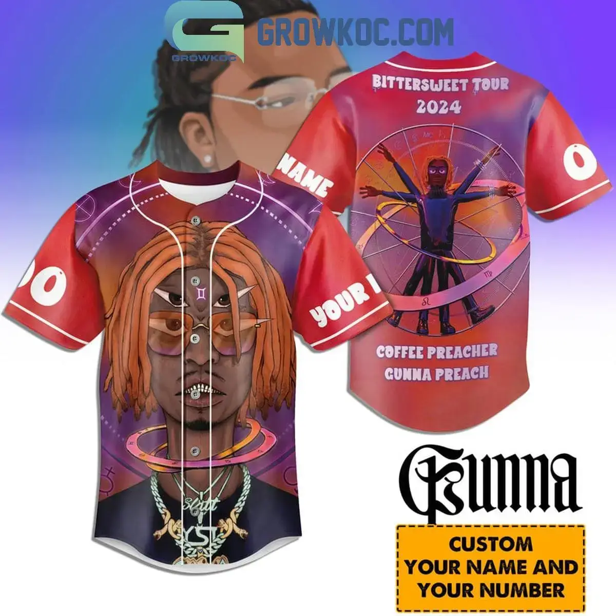 Gunna Bittersweet Tour 2024 Personalized Baseball Jersey Image