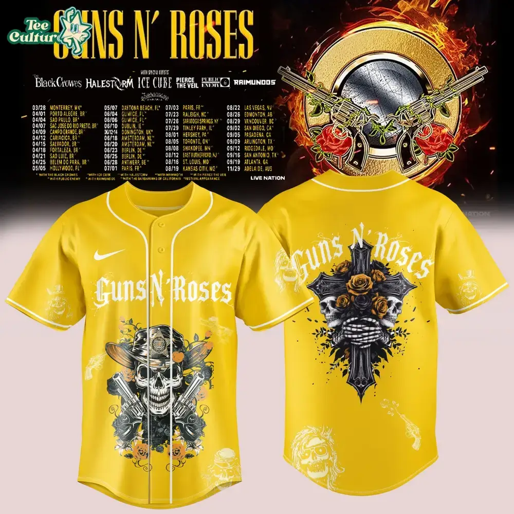 Guns N Roses 2026 Tour Yellow Fan Jersey Limited Edition Version 2 Image