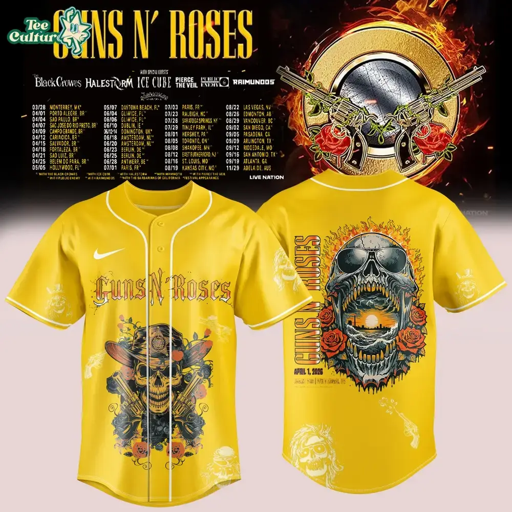 Guns N Roses 2026 Tour Yellow Premium Jersey Limited Drop Image