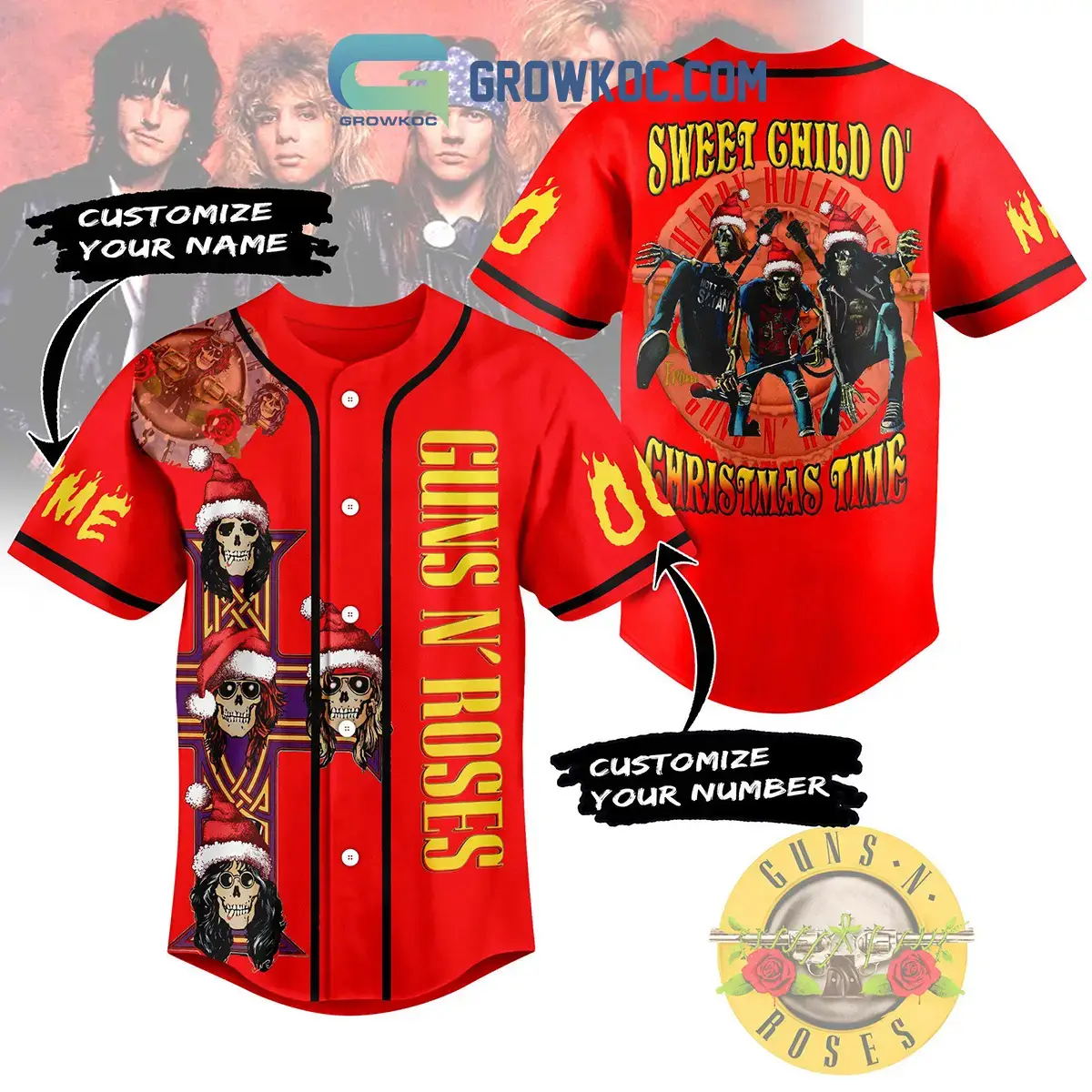 Guns N' Roses Sweet Child O' Christmas Time Personalized Baseball Jersey Image
