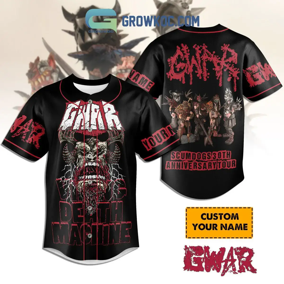 GWAR Death Machine Sumdogs 20th Anniversary Tour Personalized Baseball Jersey Image