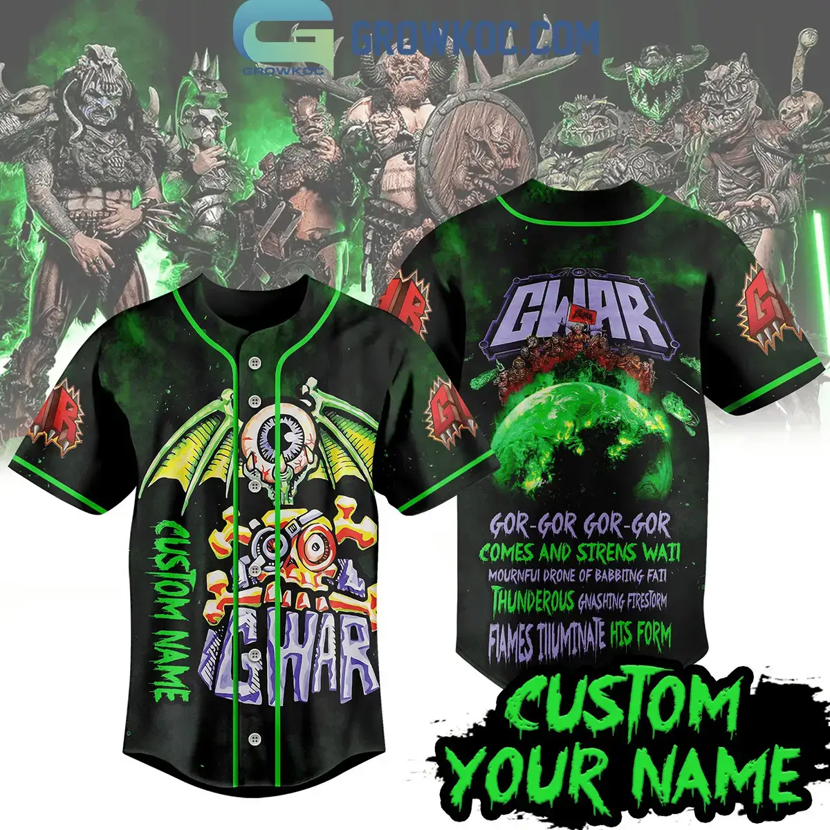 GWAR Gor-Gor-Gor-Gor Comes And Sirens Wail Personalized Baseball Jersey Image
