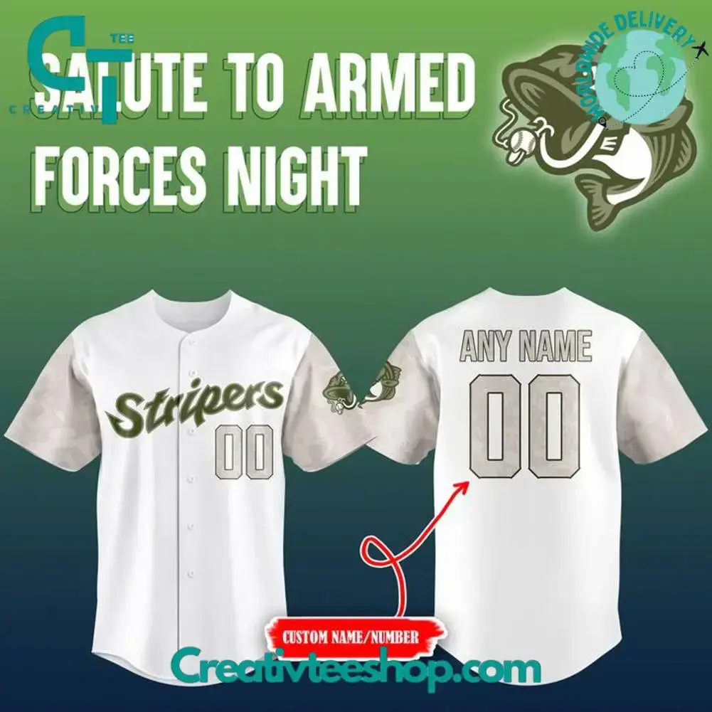 Gwinnett Stripers Salute To Armed Forces Night Personalized Baseball Jersey Image