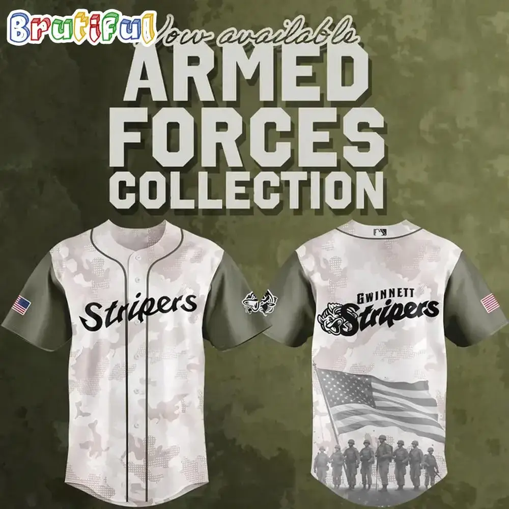 Gwinnett Stripers Special New Beige Olive 2025 Memorial Day Jersey Shirt Image