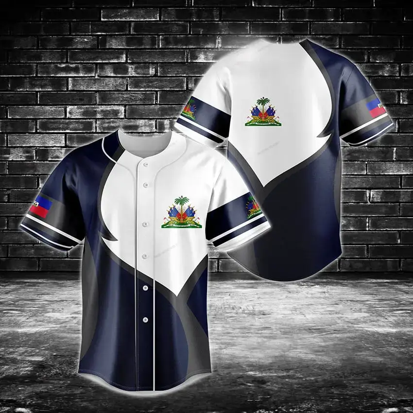 Haiti Flag Baseball Jersey - Stylish Athletic Wear For Fans & Athletes Image