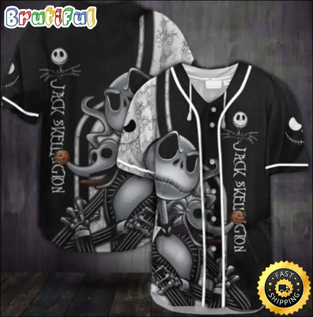 Halloween Jack Skellington The King Of Nightmare Baseball Jersey Shirt Image