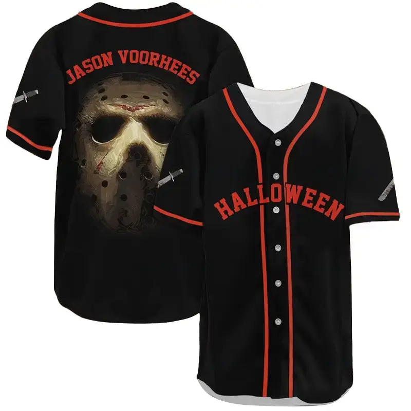 Halloween Jason Voorhees Spooky Baseball Jersey – Horror Fans Image
