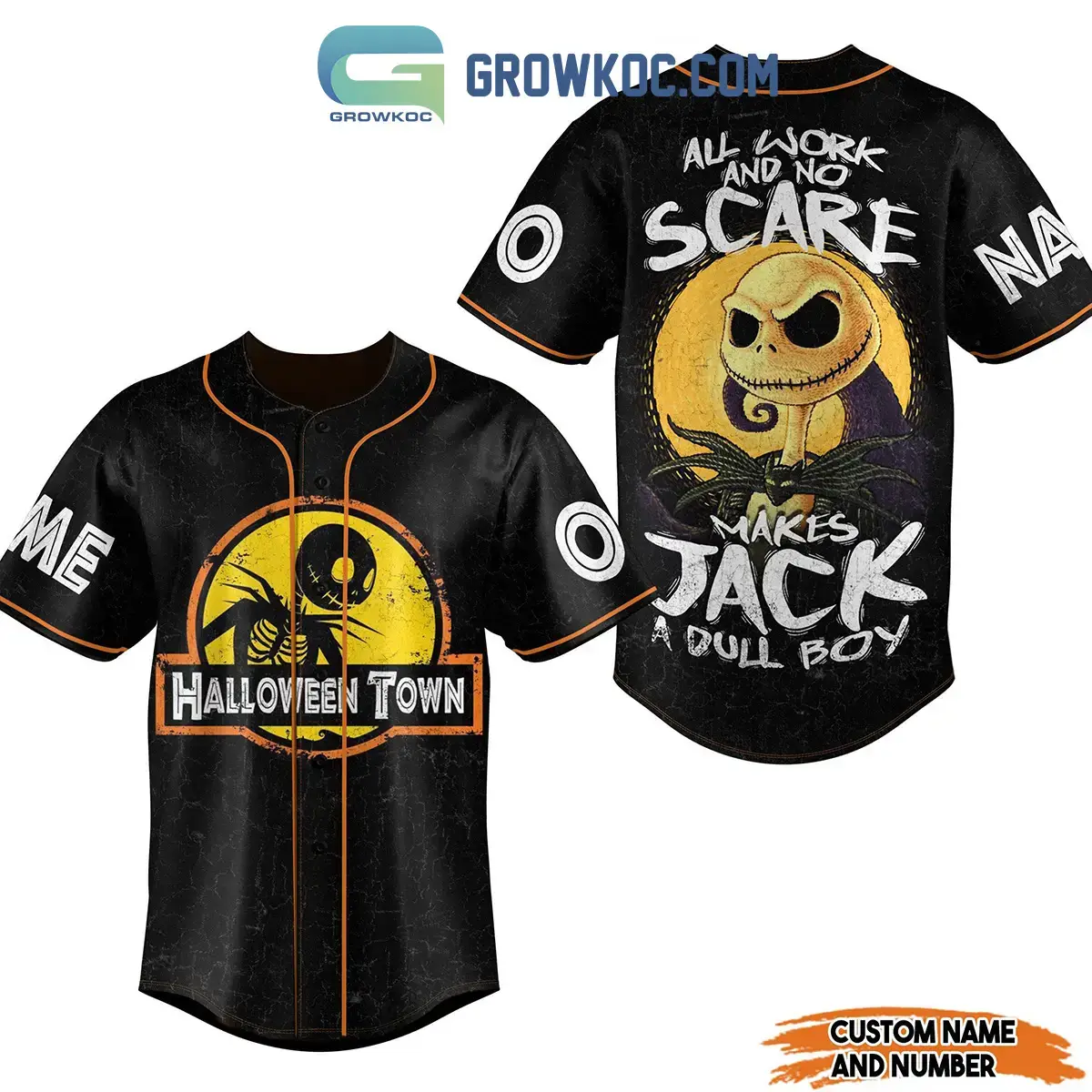 Halloween Town All Work And No Scare Makes Jack A Dull Boy Personalized Baseball Jersey Image