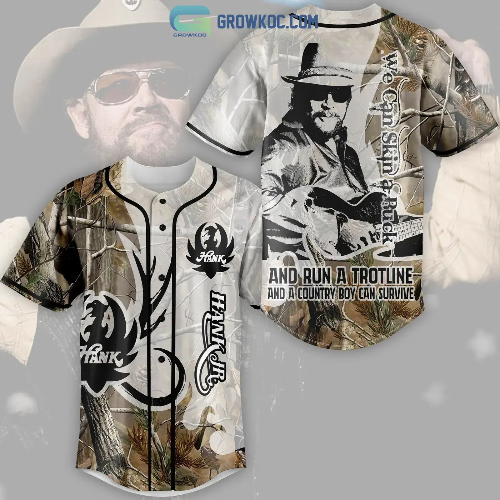 Hank JR We Can Skin A Buck Baseball Jersey Image
