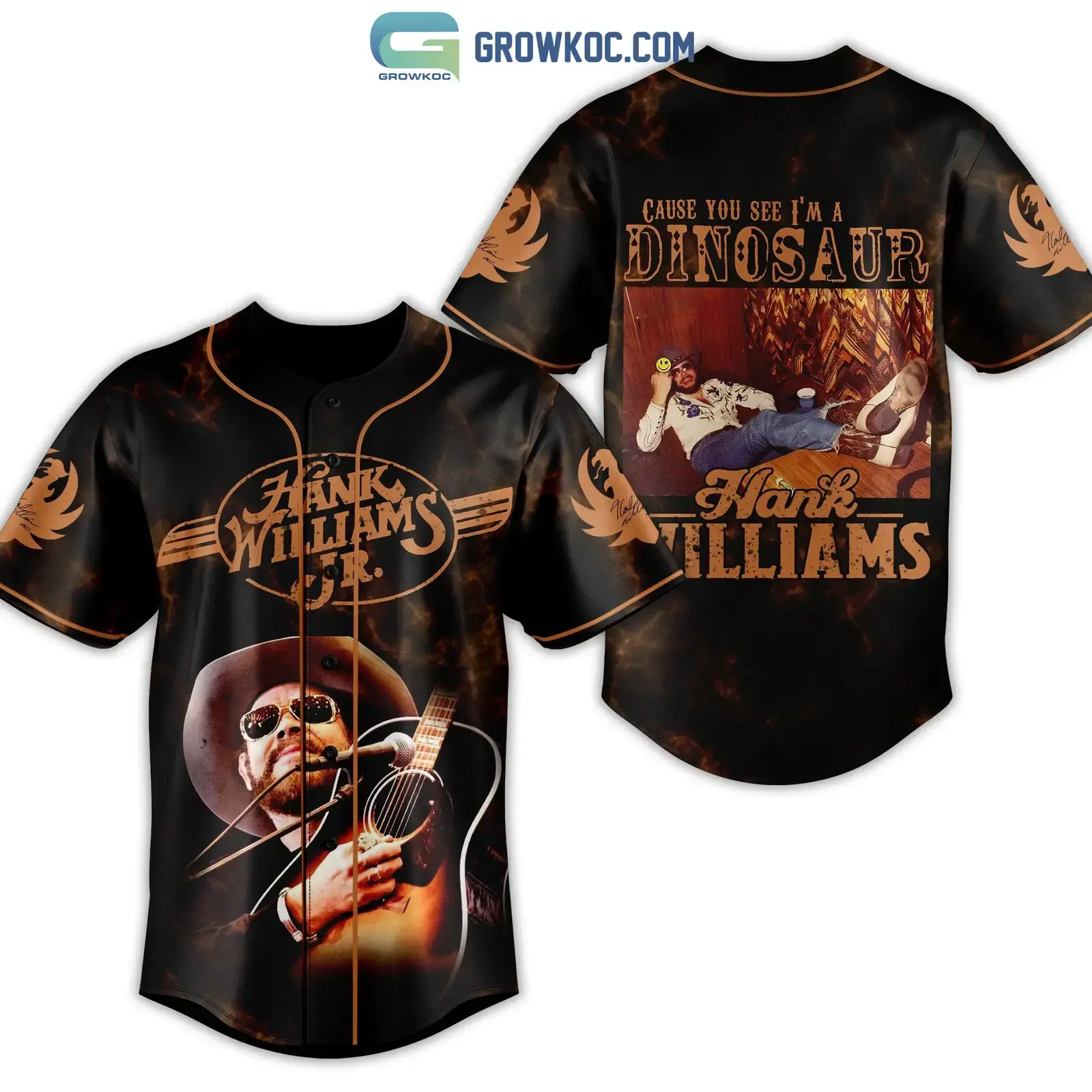 Hank Williams JR Cause You See I'm A Dinosaur Baseball Jersey Image