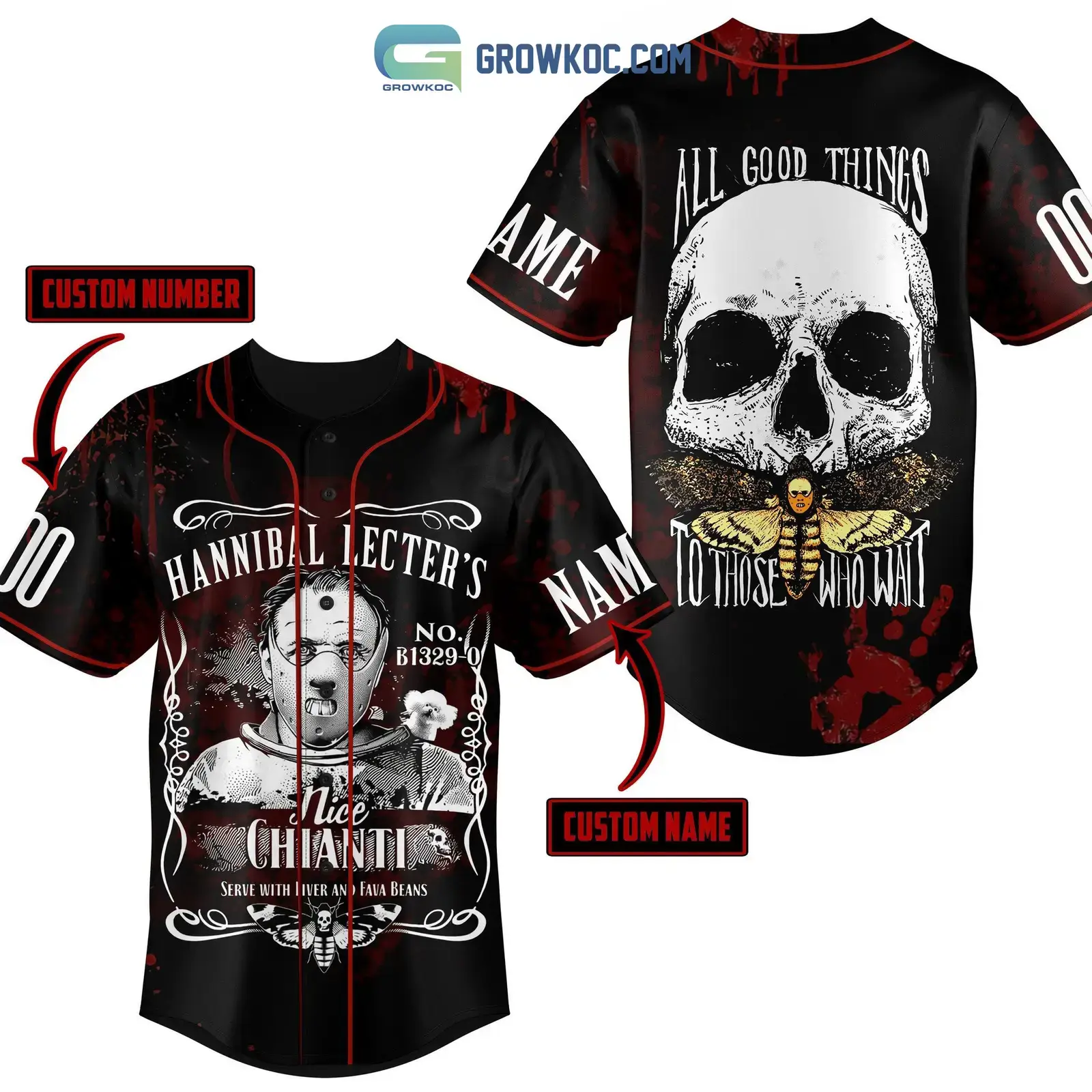 Hannibal Lecter's Nice Chianti Serve With Liver And Fava Beans Personalized Baseball Jersey Image