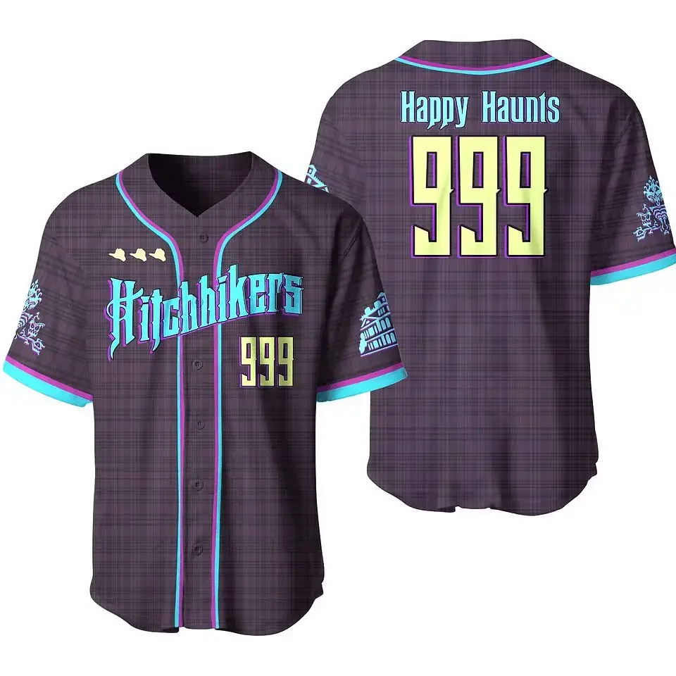 Haunted Hitchhikers Baseball Jersey - Happy Haunts 999 Design - Limited Edition Image
