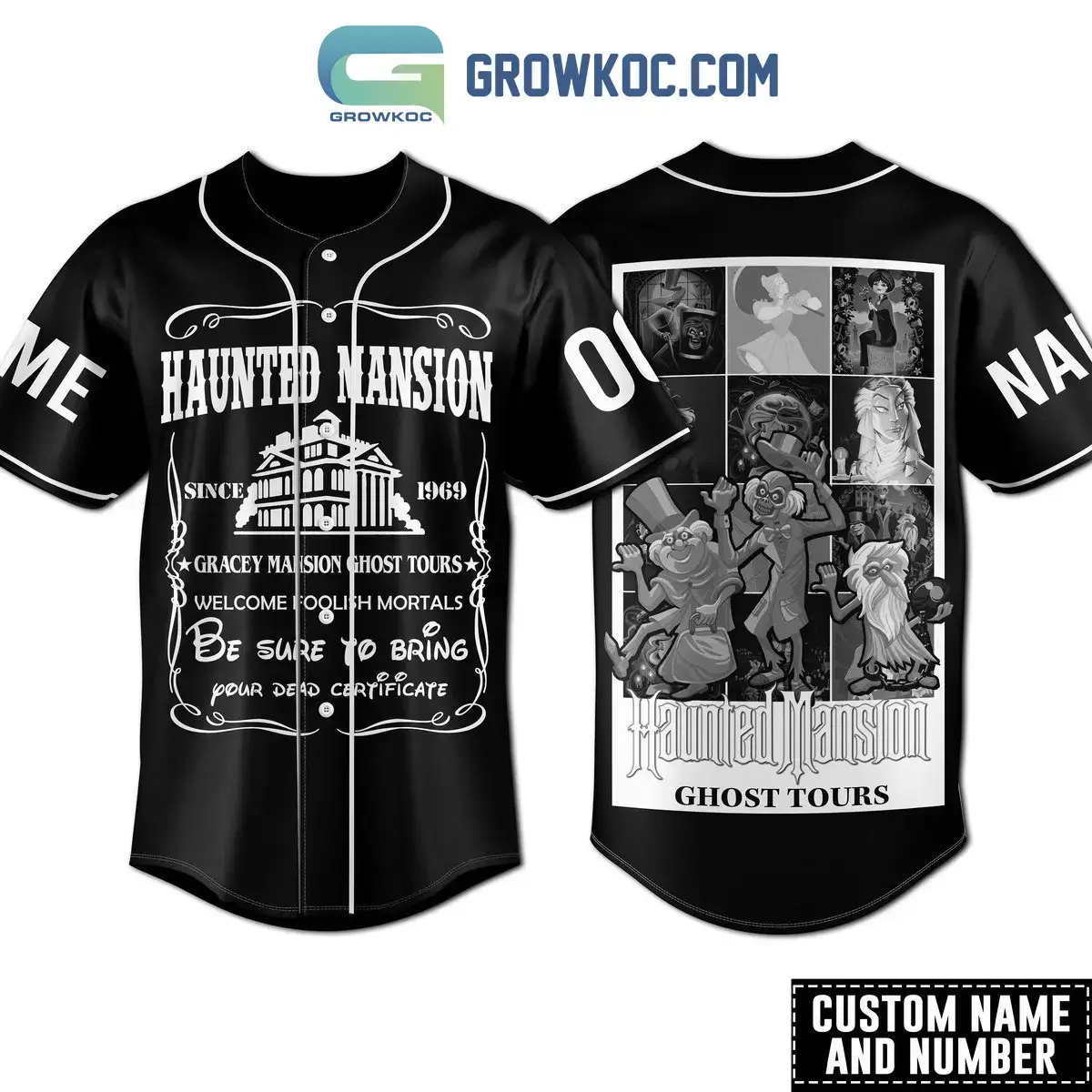 Haunted Mansion Ghost Tours Personalized Baseball Jersey Image