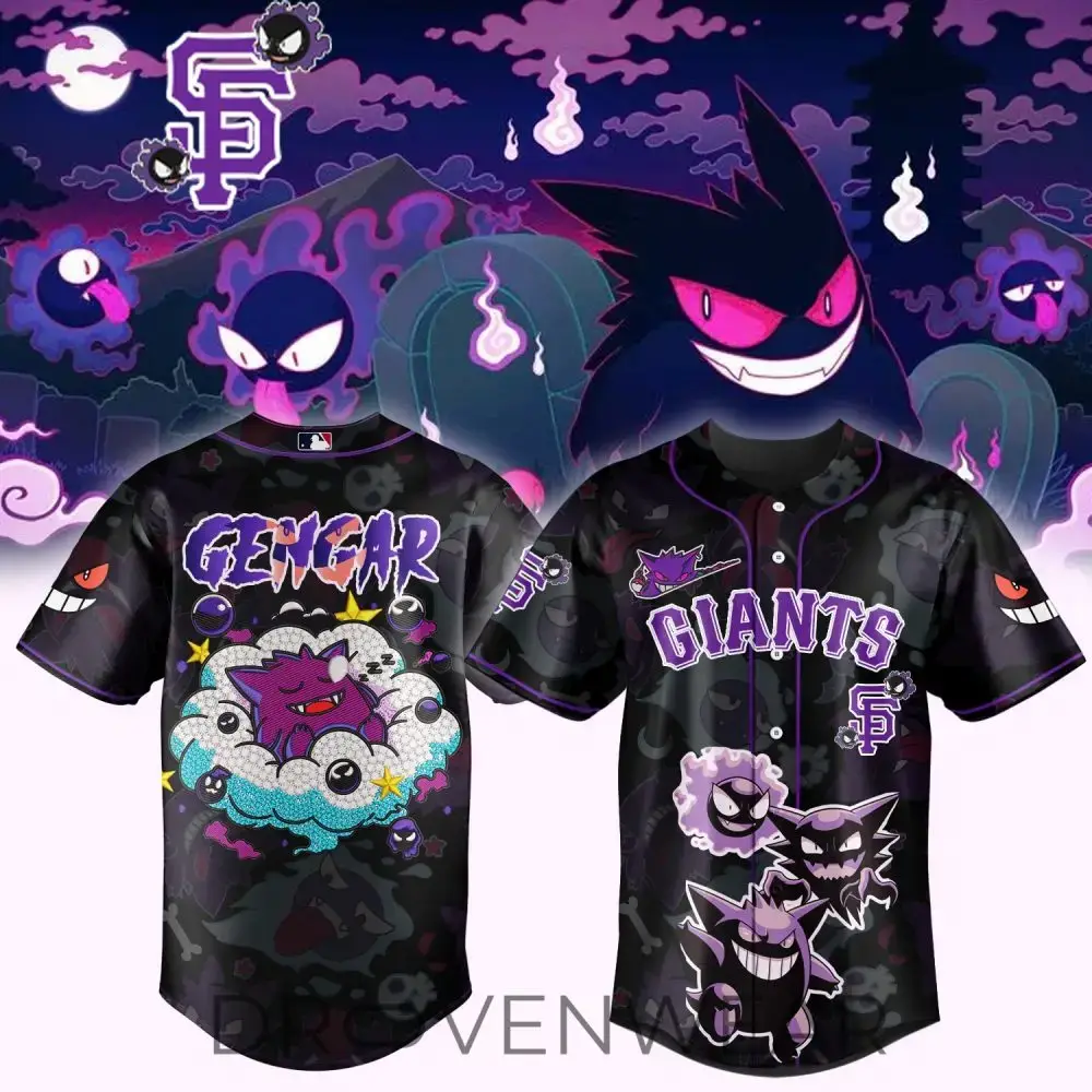 Haunted Style: Ghost-Themed Giants Baseball Jersey – Unique Goth Fashion Image