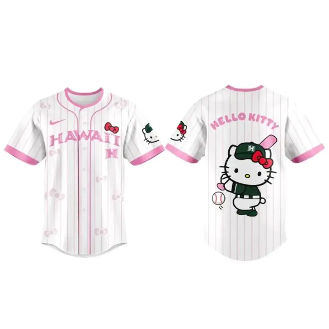 Hawaii Rainbow Warriors x Hello Kitty 2026 Baseball Jersey Image
