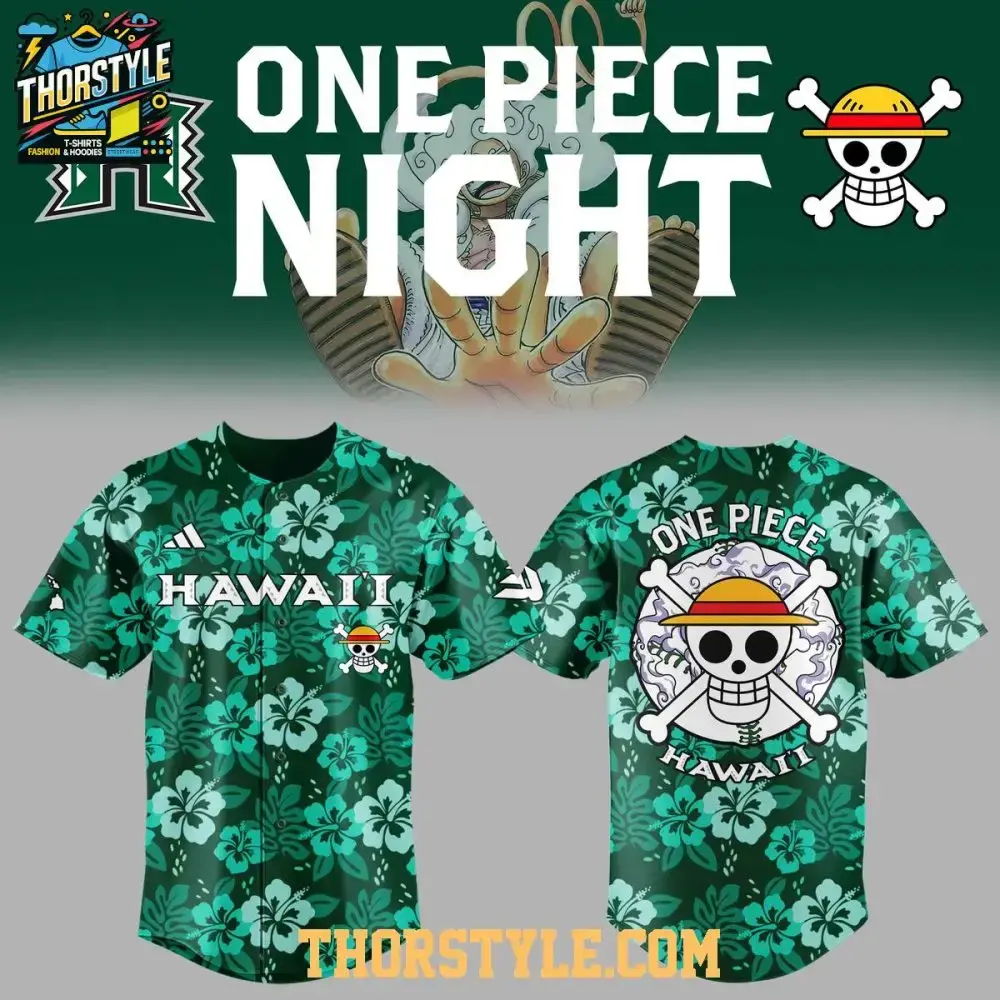 Hawaii Rainbow Warriors X One Piece Hibiscus Night 2026 Baseball Jersey Image