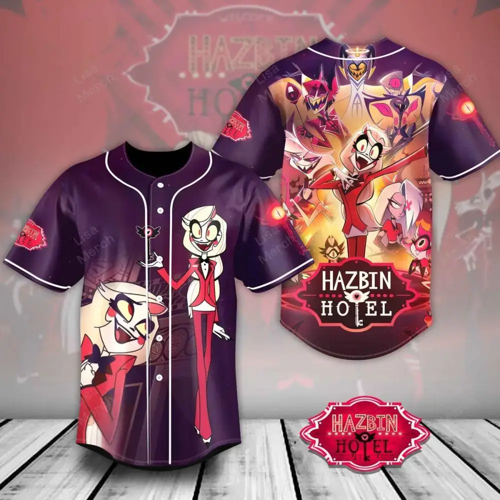 Hazbin Hotel Baseball Jersey - Vibrant Anime Design For Fans - Limited Edition! Image