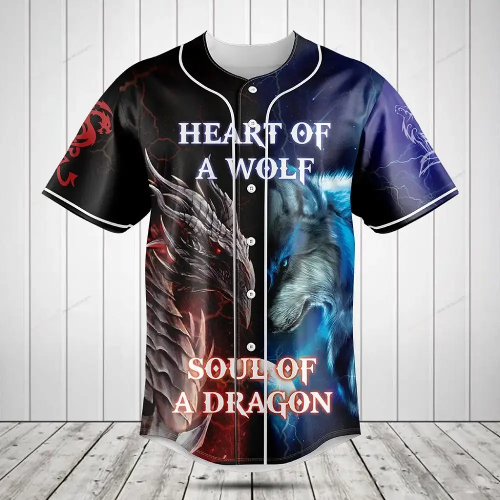 Heart Of A Wolf Soul Of A Dragon Baseball Jersey – Unique Graphic Shirt For Animal Lovers Image
