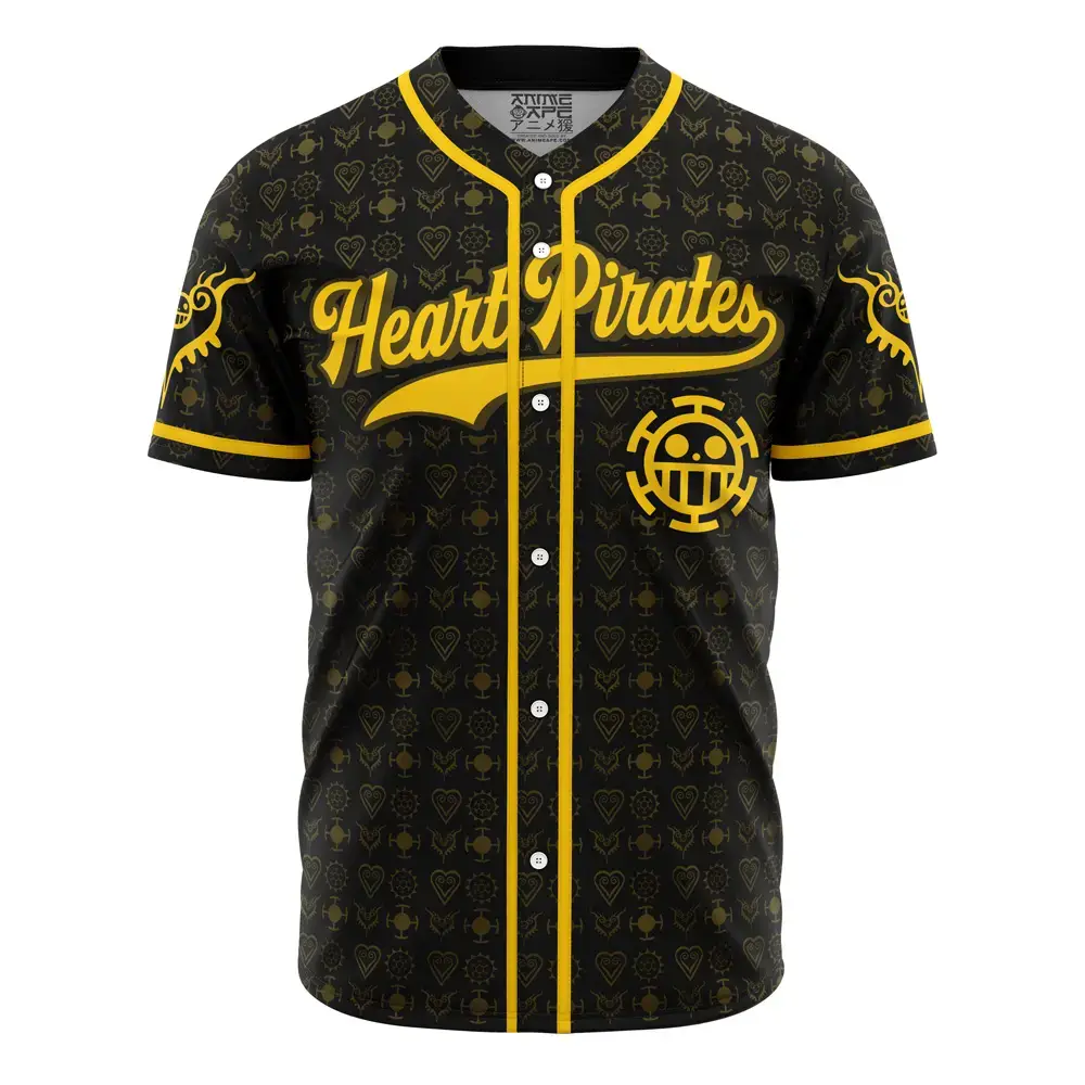 Heart Pirates Anime Baseball Jersey - Stylish Black & Gold Design For Fans Image