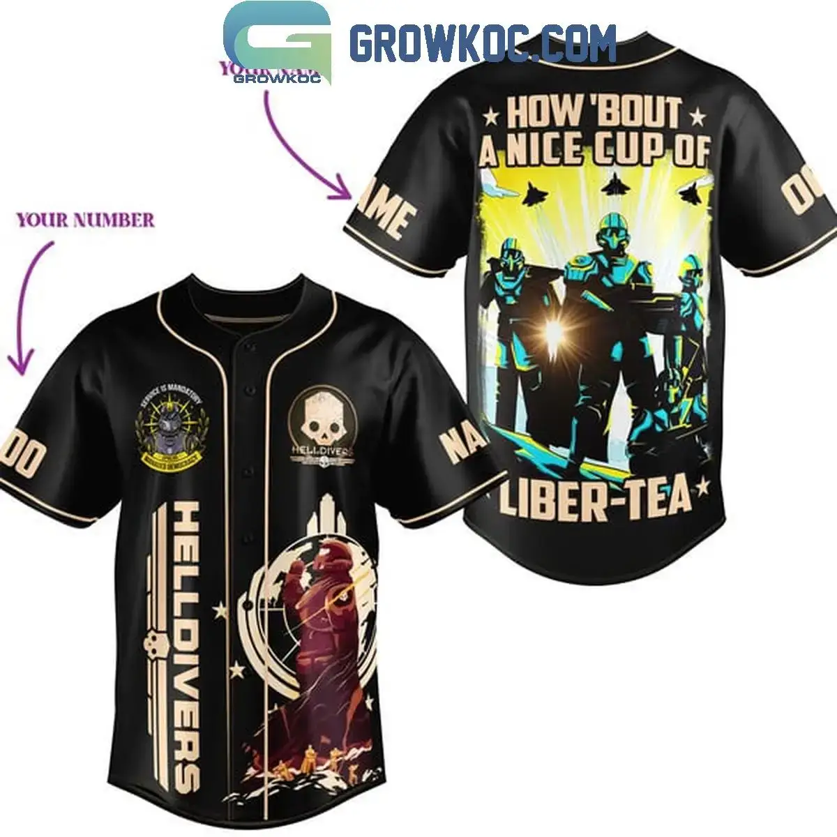 Helldivers Fan How 'Bout A Nice Cup Of Liber-Tea Personalized Baseball Jersey Image