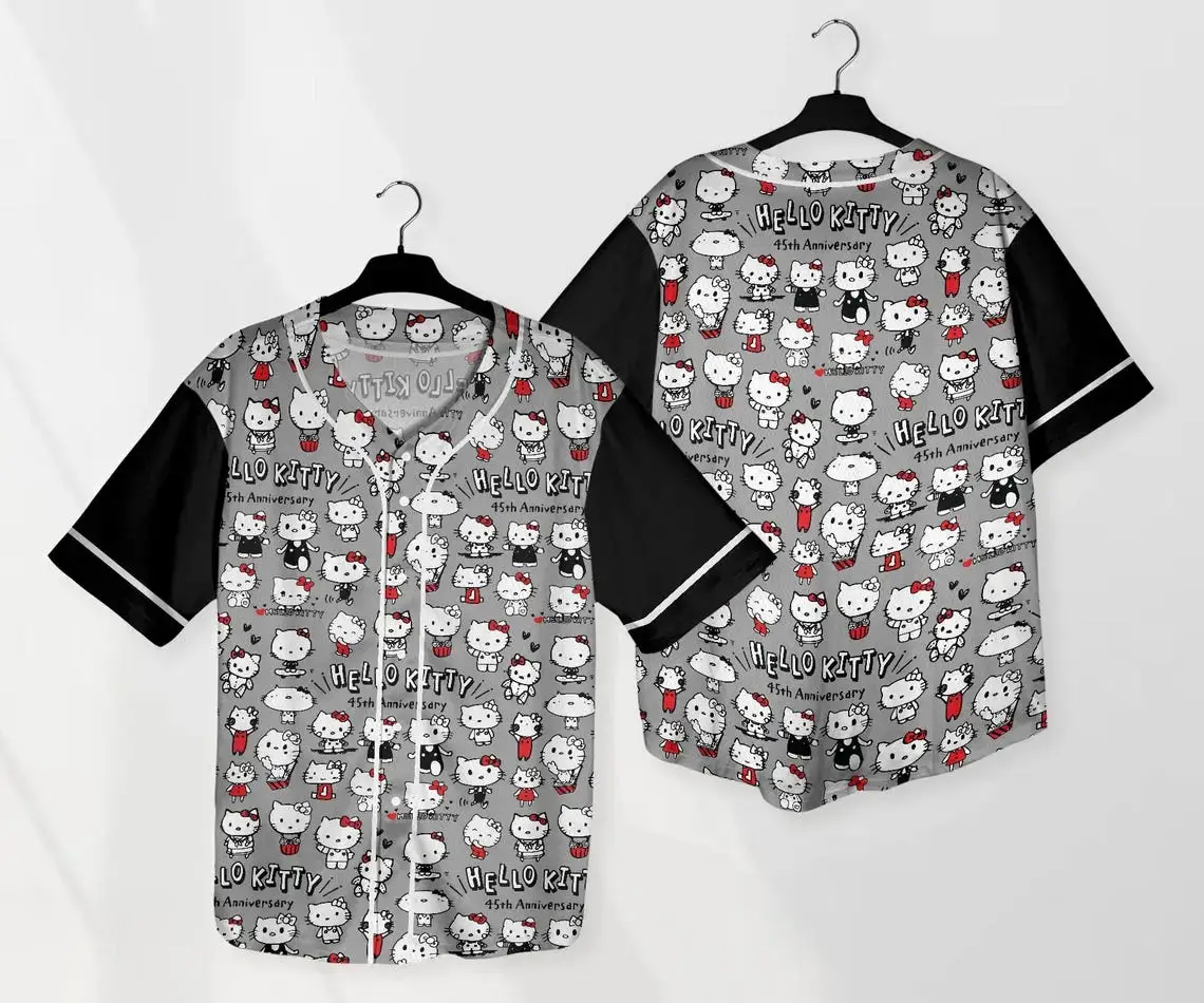 Hello Kitty 45Th Anniversary Baseball Jersey Shirt - Cute & Stylish Gift For Fans Image