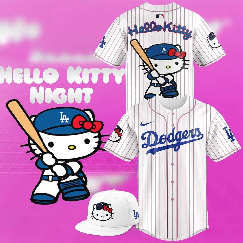 Hello Kitty Dodgers Baseball Jersey - Cute & Stylish Sportswear Image