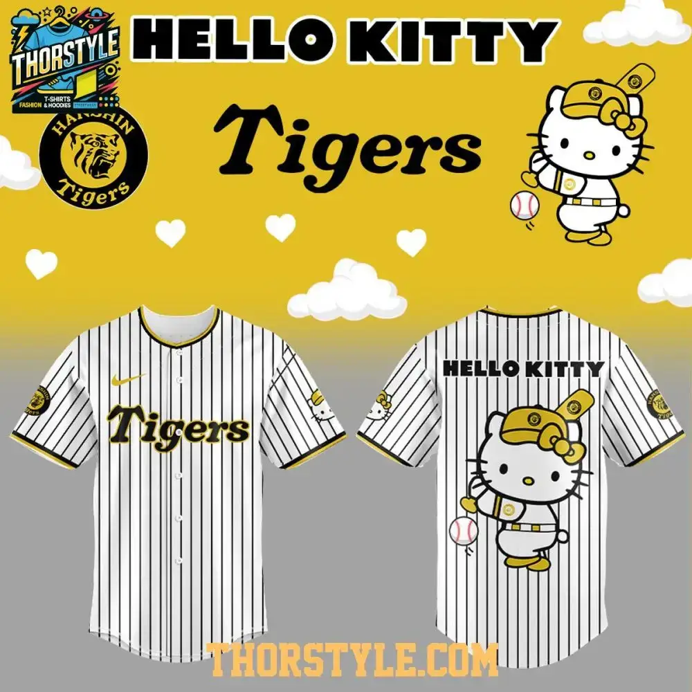 Hello Kitty Fukuoka Hanshin Tigers 2025 Aim Respect Empower Baseball Jersey Image