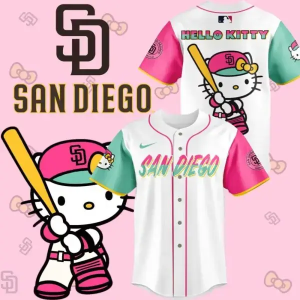 Hello Kitty San Diego Baseball Jersey - Cute & Sporty Fan Apparel Image