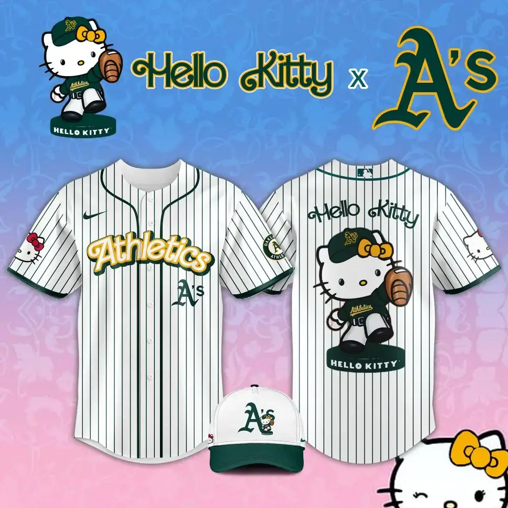 Hello Kitty X A'S Limited Edition Baseball Jersey - Perfect Gift! Image